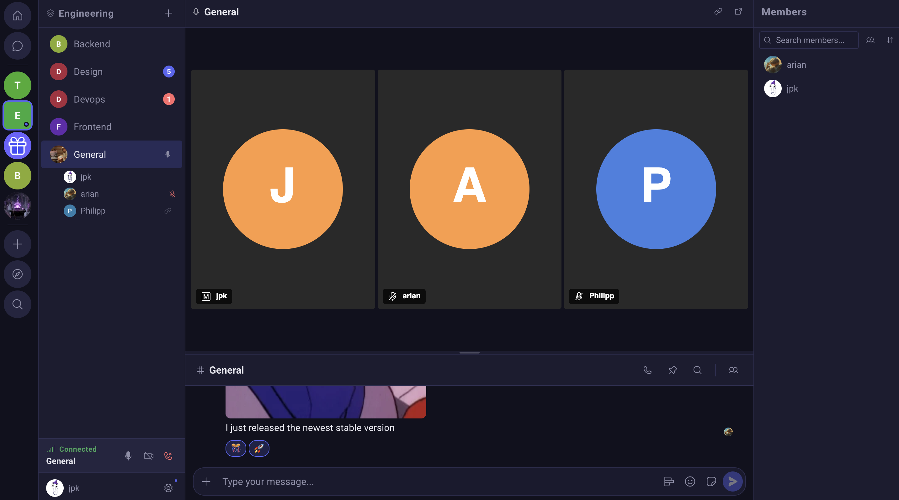 Jitsi video call in WizardChat